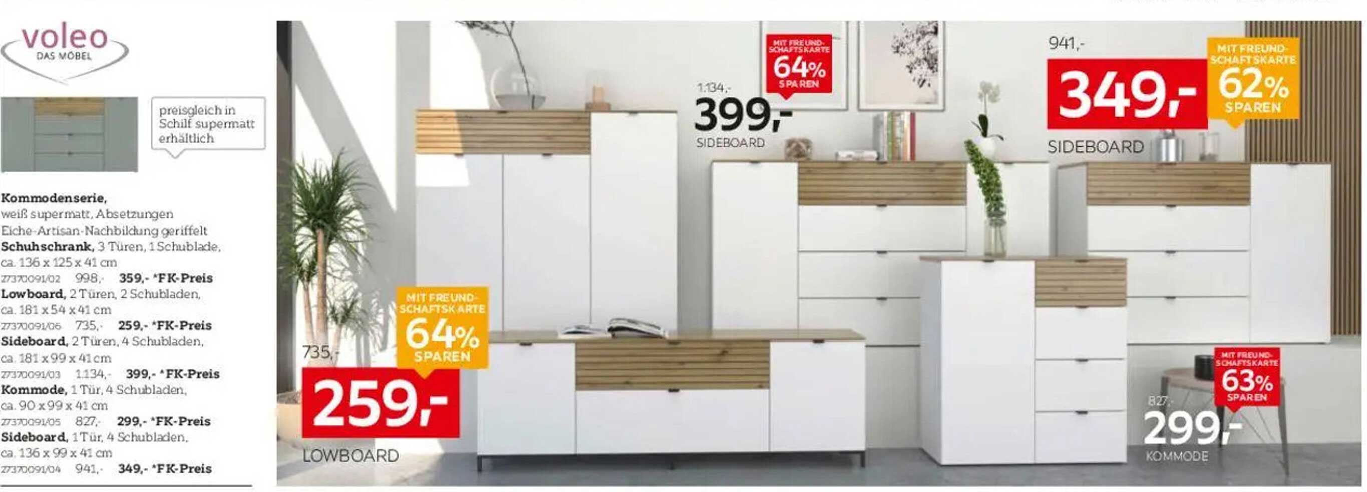 Sideboard mit 62% Ersparnis – jetzt nur 349,- statt 941,-!