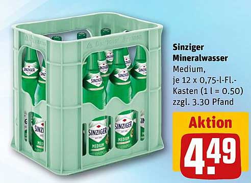 Sinziger Mineralwasser Medium je 12 x 0,75-l-Fl.-Kasten
