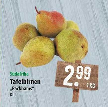 Tafelbirnen "Packhams" KI. I aus Südafrika