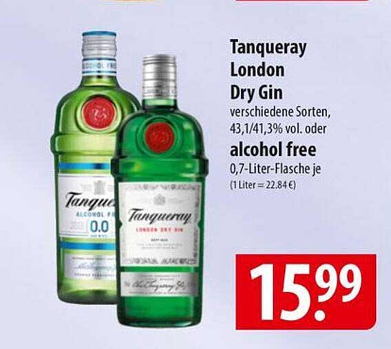 Tanqueray London Dry Gin - verschiedene Sorten, 0,7-Liter-Flasche je