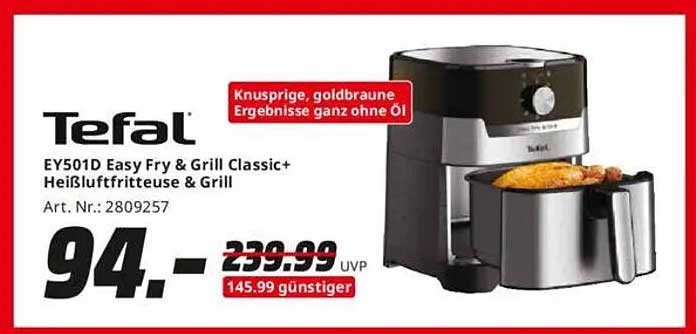 Tefal EY501D Easy Fry & Grill Classic+ Heißluftfritteuse & Grill