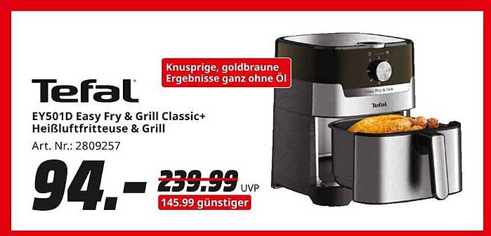 Tefal EY501D Easy Fry & Grill Classic+ Heißluftfritteuse & Grill