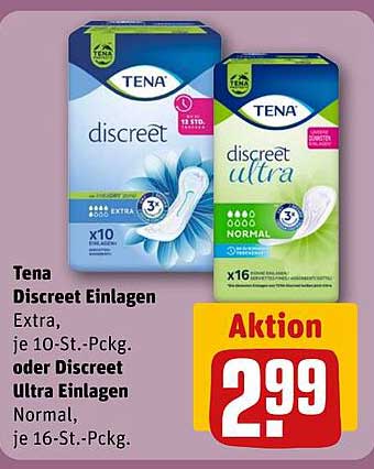 Tena Discreet Einlagen Extra, je 10-St.-Pckg. oder Discreet Ultra Einlagen Normal, je 16-St.-Pckg.