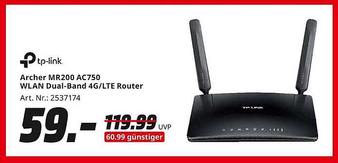 tp-link Archer MR200 AC750 WLAN Dual-Band 4G/LTE Router