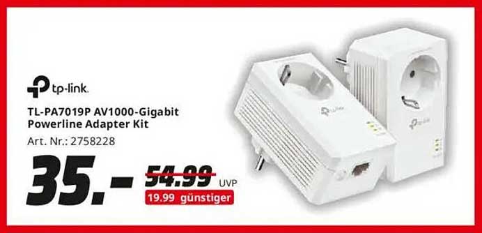TP-Link TL-PA7019P AV1000-Gigabit Powerline Adapter Kit