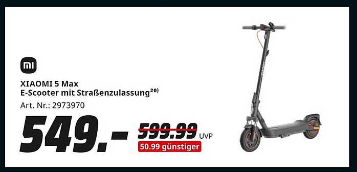 XIAOMI 5 Max E-Scooter mit Straßenzulassung
