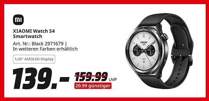 XIAOMI Watch S4 Smartwatch - Schwarz