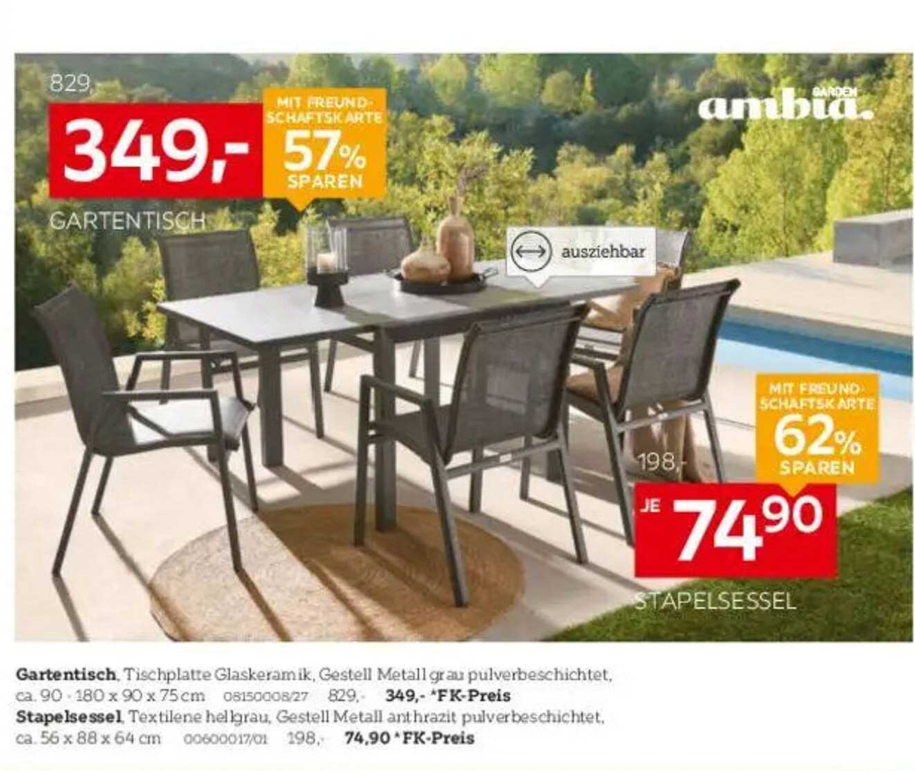 XXXLutz Gartentisch und Stapelsessel mit Freunden Vorteile genießen