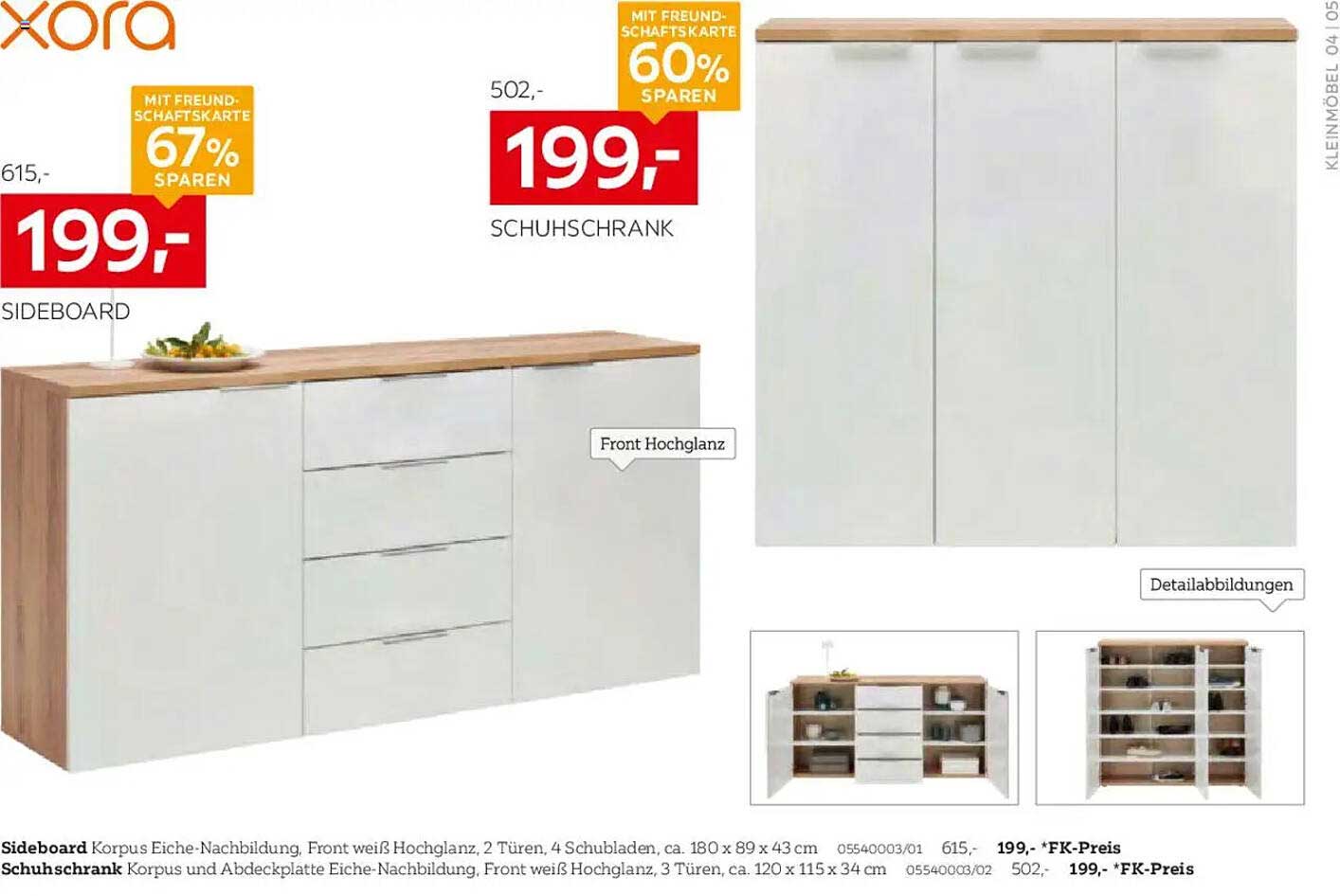 XXXLutz Schuhschrank und Sideboard - Hochglanz Eiche-Nachbildung