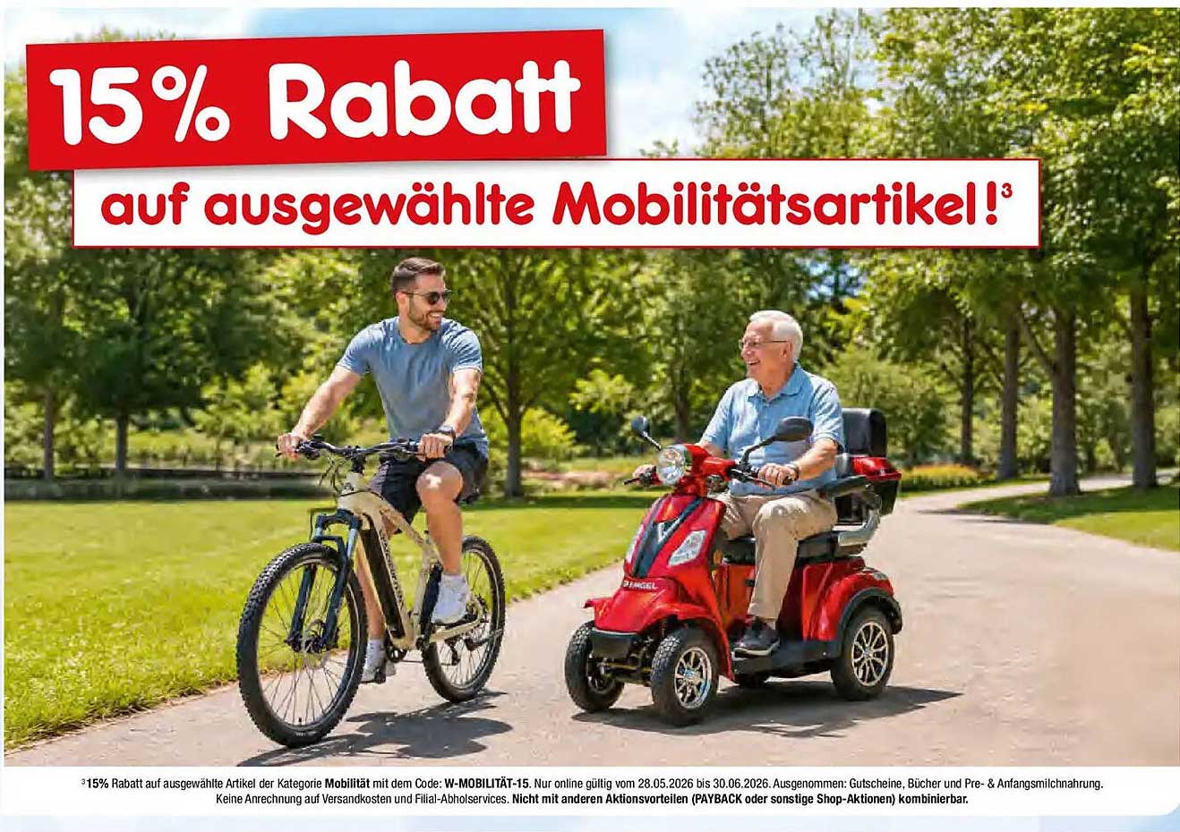 15% Rabatt auf ausgewählte Mobilitätsartikel!
