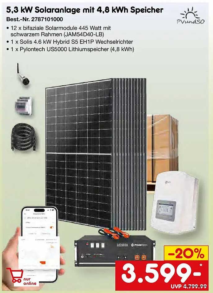 5,3 kW Solaranlage mit 4,8 kWh Speicher