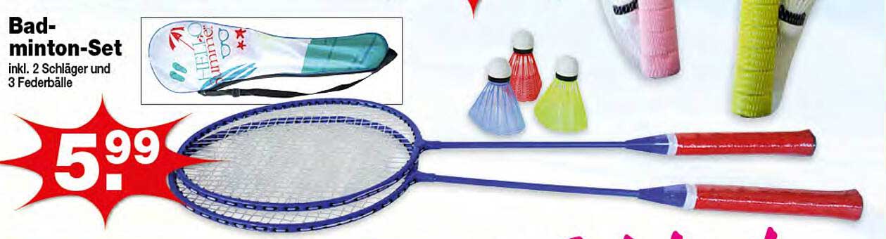 Badminton-Set inkl. 2 Schläger und 3 Federbälle