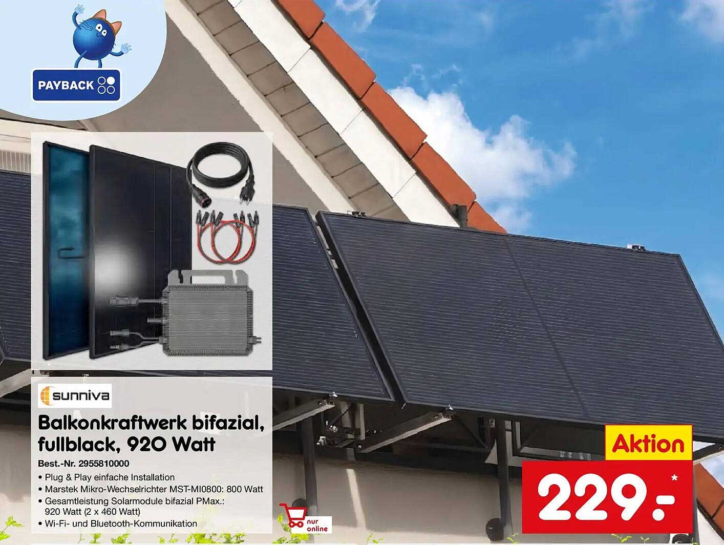 Balkonkraftwerk bifazial, fullblack, 920 Watt