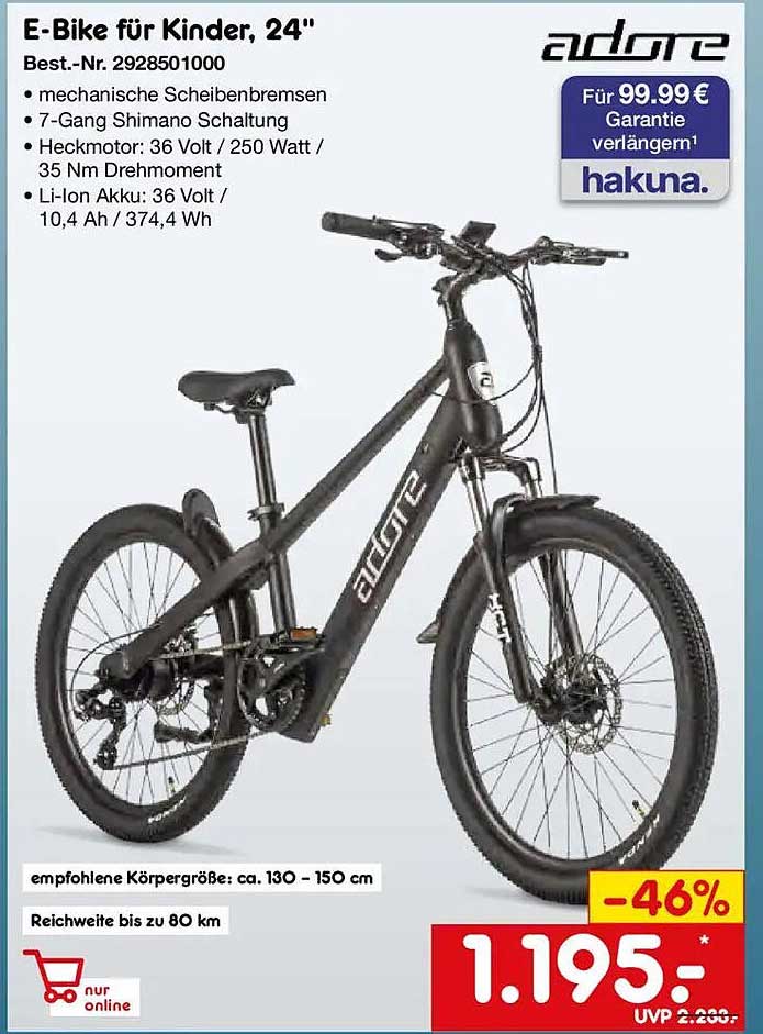 E-Bike für Kinder, 24"