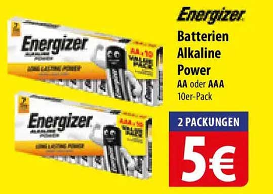 Energizer Batterien Alkaline Power AA oder AAA 10er-Pack