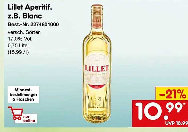 Lillet Aperitif, z.B. Blanc
