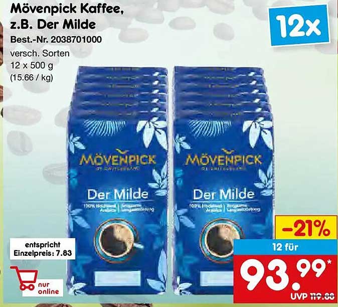 Mövenpick Kaffee, z.B. Der Milde