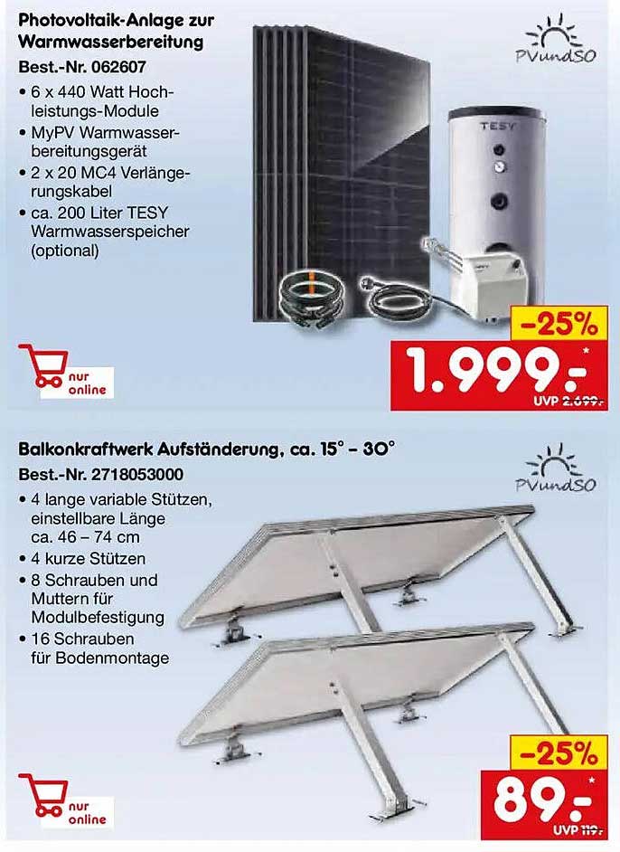 Photovoltaik-Anlage zur Warmwasserbereitung