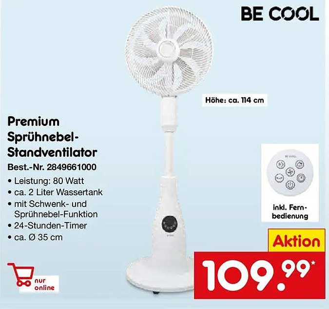 Premium Sprühnebel-Standventilator