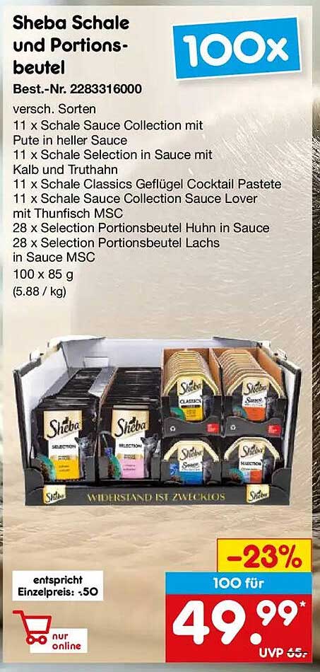 Sheba Schale und Portionsbeutel