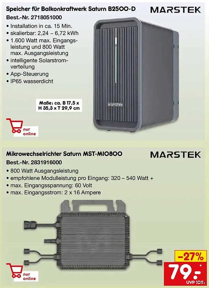 Speicher für Balkonkraftwerk Saturn B2500-D