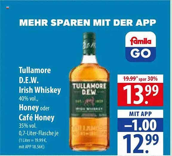 Tullamore D.E.W. Irish Whiskey Honey oder Café Honey