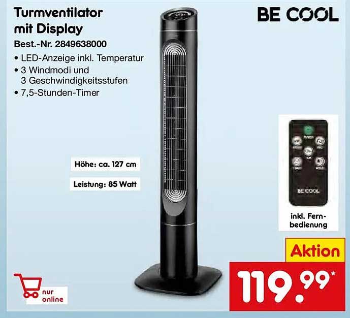 Turmventilator mit Display