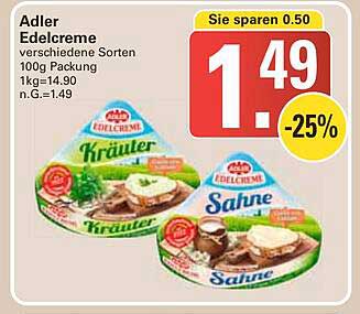 Adler Edelcreme verschiedene Sorten 100g Packung