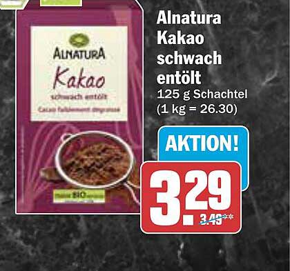 Alnatura Kakao schwach entölt 125 g Schachtel