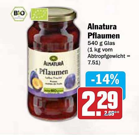 Alnatura Pflaumen 540 g Glas