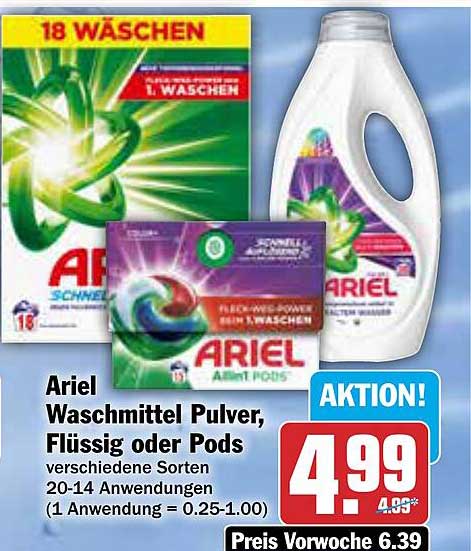 Ariel Waschmittel Pulver, Flüssig oder Pods - verschiedene Sorten