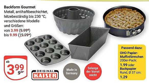 Backform Gourmet von Original Kaiser - ab 3,99 €