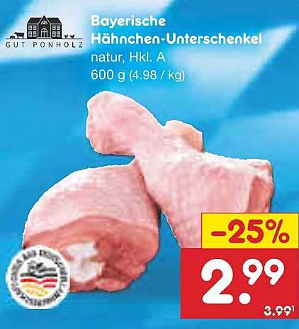 Bayerische Hähnchen-Unterschenkel natur, Hkl. A