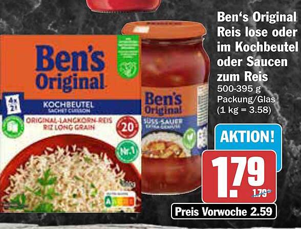 Ben's Original Reis lose oder im Kochbeutel oder Saucen zum Reis