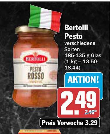 Bertolli Pesto verschiedene Sorten 185-135 g Glas