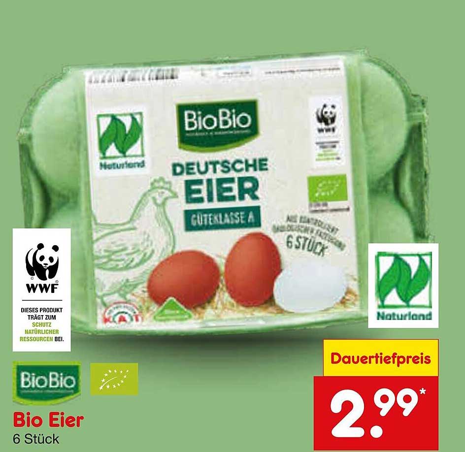Bio Eier Güteklasse A, 6 Stück