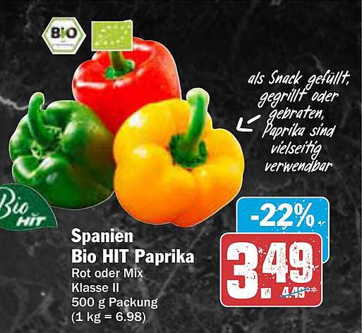 Bio HIT Paprika - Rot oder Mix - 500 g Packung