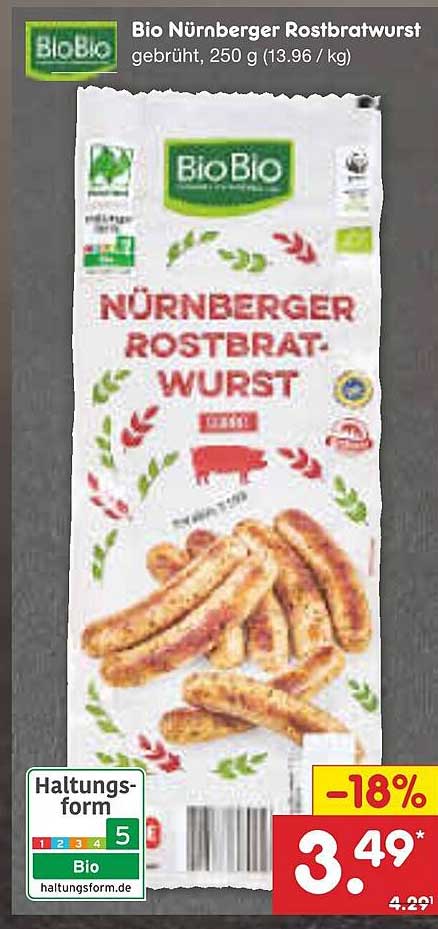 Bio Nürnberger Rostbratwurst, 250 g