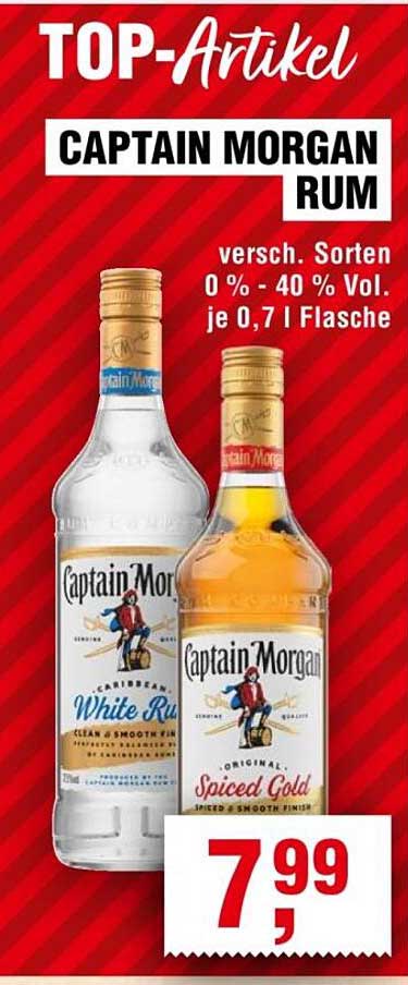 CAPTAIN MORGAN RUM – verschiedene Sorten 0 % - 40 % Vol. je 0,7 l Flasche