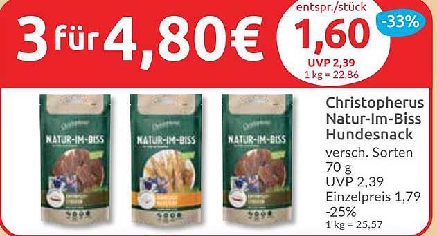 Christopherus Natur-Im-Biss Hundesnack 3 für 4,80€