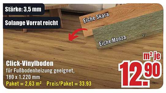 Click-Vinylboden für Fußbodenheizung geeignet