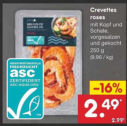 Crevettes roses mit Kopf und Schale, vorgesalzen und gekocht 250 g