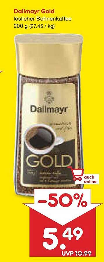 Dallmayr Gold löslicher Bohnenkaffee 200 g (27,45 € / kg)