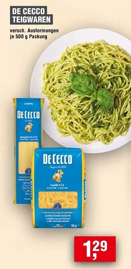 De Cecco Teigwaren - verschiedene Ausführungen je 500 g Packung