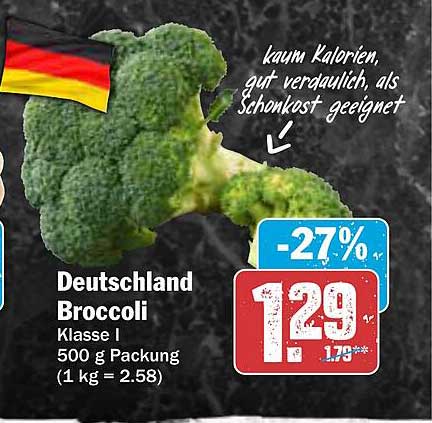 Deutschland Broccoli Klasse I 500 g Packung