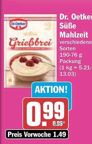 Dr. Oetker Süße Mahlzeit Grießbrei, verschiedene Sorten