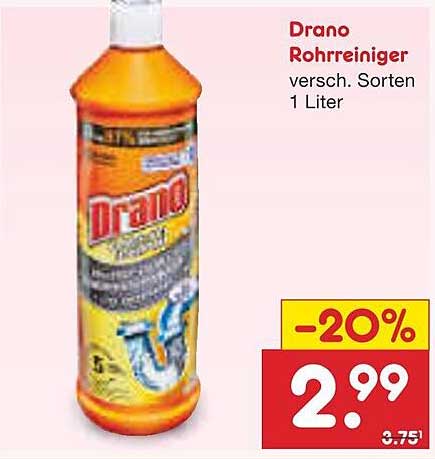 Drano Rohrreiniger 1 Liter - 20% Rabatt!