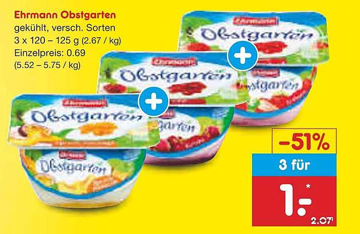 Ehrmann Obstgarten 3 x 120 g - Fruchtige Vielfalt genießen
