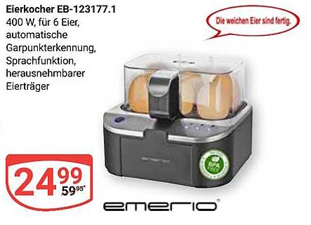 Eierkocher EB-123177.1 von Emerio - für perfekte Eier jeden Tag!