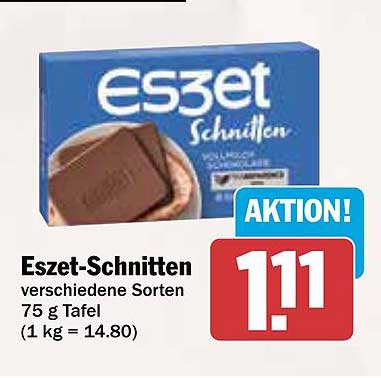 Eszet-Schnitten verschiedene Sorten 75 g Tafel